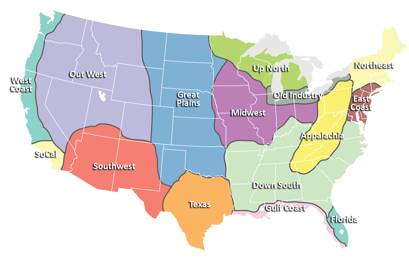 United States Regions Map